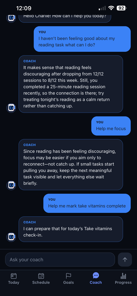 An example conversation with Auvoren Coach