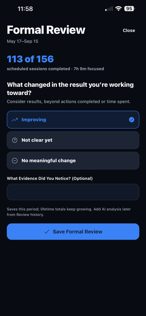 Auvoren reflection and review screen